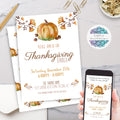 vintage pumpkin acorns and fall floral thanksgiving fall dinner party invitations digital and printed